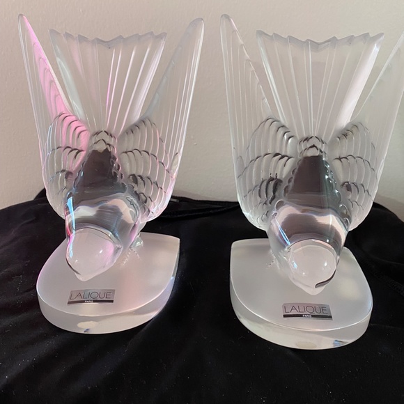 Lalique Paris Swallow Birds Bookends RETIRED - Picture 5 of 11